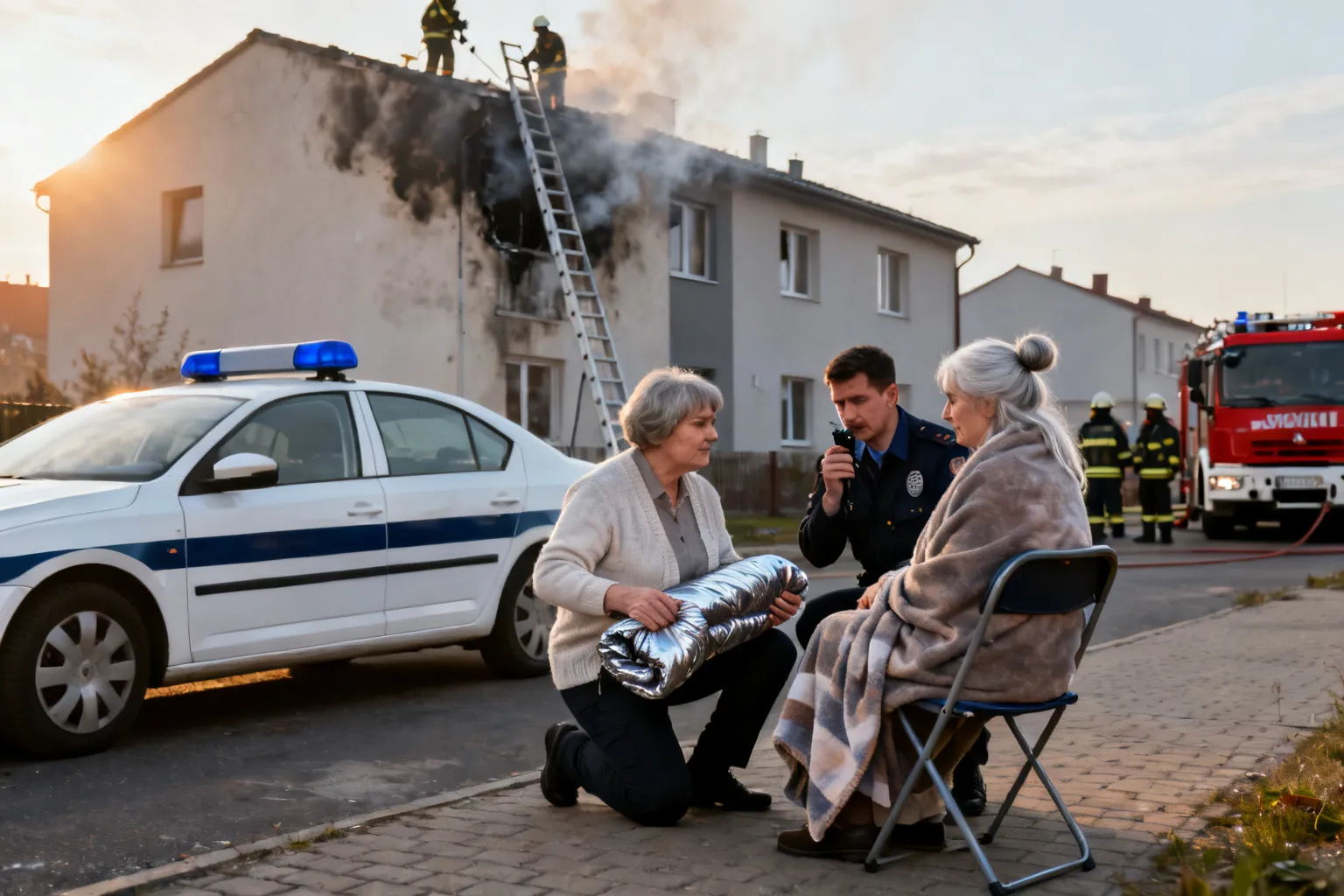 Policjanci uratowali dwie seniorki z płonącego domu